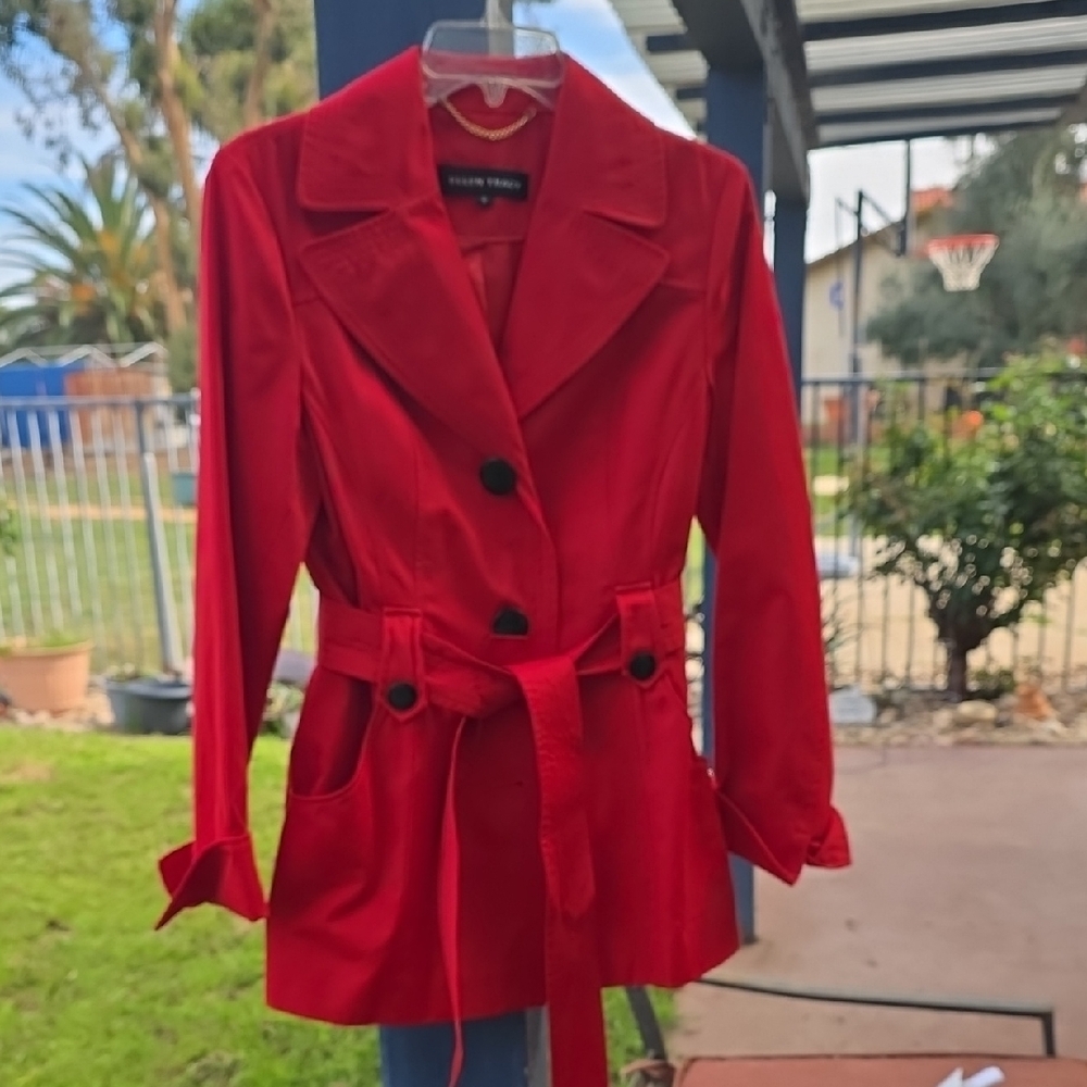 Ellen Tracy Women's Bold Red Trench Coat